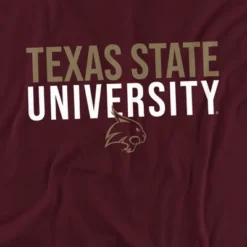 Men's Texas State University Official Stacked T-Shirt Maroon