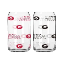 NCAA Georgia Bulldogs 2pk Glass Can - 16oz: Stemless Pint Glasses, Specialty Beer Glasses