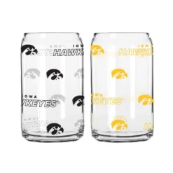 NCAA Iowa Hawkeyes 2pk Glass Can - 16oz: Stemless Drinkware, Glass, 6" Height