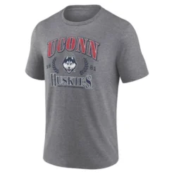 NCAA UConn Huskies Men's Gray Tri-Blend Short Sleeve T-Shirt