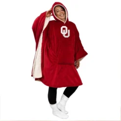 NCAA Oklahoma Sooners Team Color Bloncho With Logo Patch And Faux Shearling Inside Throw Blanket -Nacc GUEST 62ad0026 7b31 4bb1 858e 68f0899e2aaf