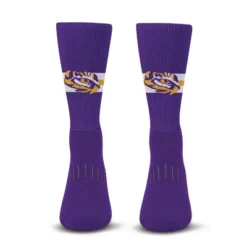 NCAA LSU Tigers Streak Team Color Crew Socks - L