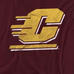 Men's Central Michigan University Official Distressed Primary Logo T-Shirt Maroon