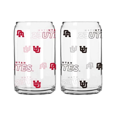 NCAA Utah Utes 2pk Glass Can - 16oz: Stemless Drinkware, Glass, 6" Height 3 NCAA Utah Utes 2pk Glass Can - 16oz: Stemless Drinkware, Glass, 6" Height