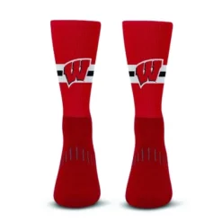NCAA Wisconsin Badgers Streak Team Color Crew Socks - L