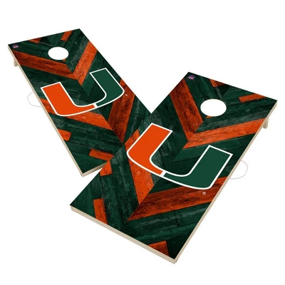 NCAA Miami Hurricanes 2'x4' Solid Wood Cornhole Board 3 NCAA Miami Hurricanes 2'x4' Solid Wood Cornhole Board